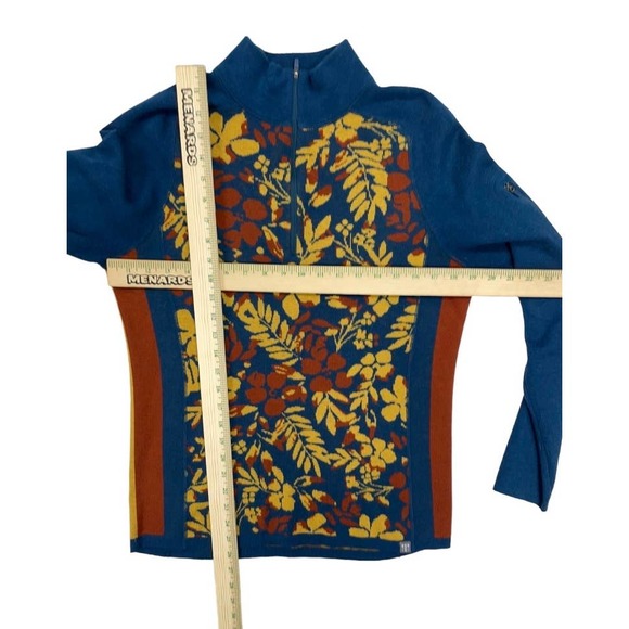 Floral Patterned Women's Sweater - Blue and Yellow - Picture 4 of 7